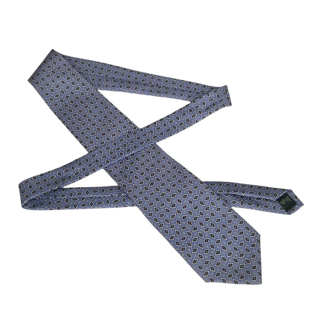 Vintage Lauren Ralph Lauren Blue Diamond Print‎ Geometric Neck Tie Mens Vtg USA